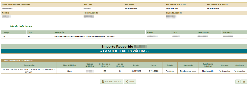 procesar solicitud licencia de caza andalucia
